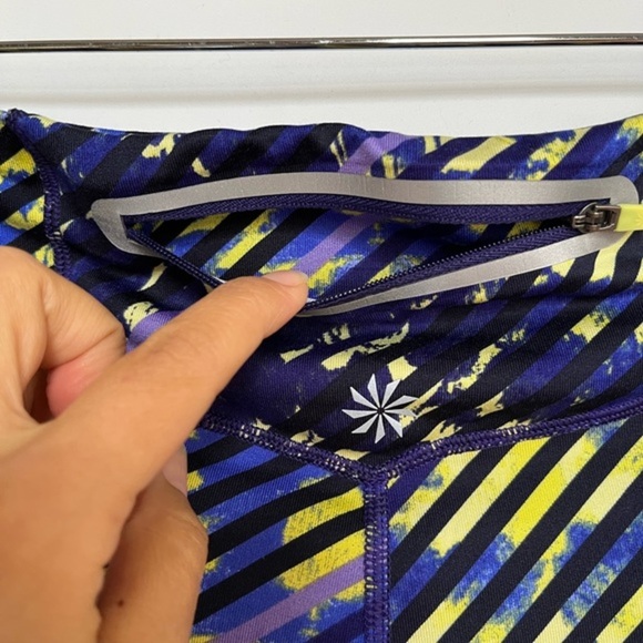 Athleta Capri Crop Lightweight Blue Yellow Leggings Size‎ S - Picture 3 of 12